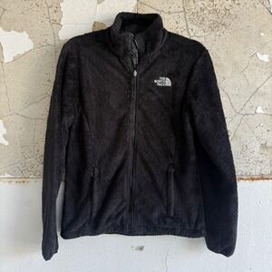 North Face Osito Fleece Jacket Full Zip Black Fuzzy High Pile Coat Womens S